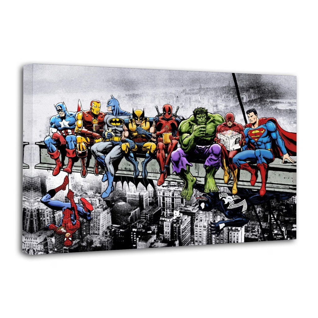 Superheroes Lunch Atop A Skyscraper Canvas Poster Wall Art Picture Prints Hanging Photo Gift Decor Home Posters Artworks 12x18inch(30x45cm)