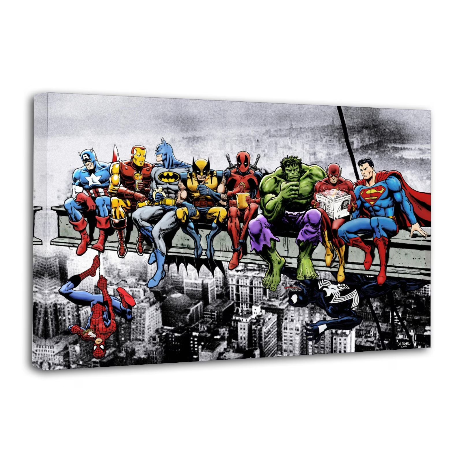 Superheroes Lunch Atop A Skyscraper Canvas Poster Wall Art Picture Prints Hanging Photo Gift Decor Home Posters Artworks 12x18inch(30x45cm)