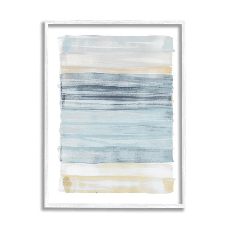 Tranquil Blue Beige Stripes Pattern Casual Painting " by Dan Meneely