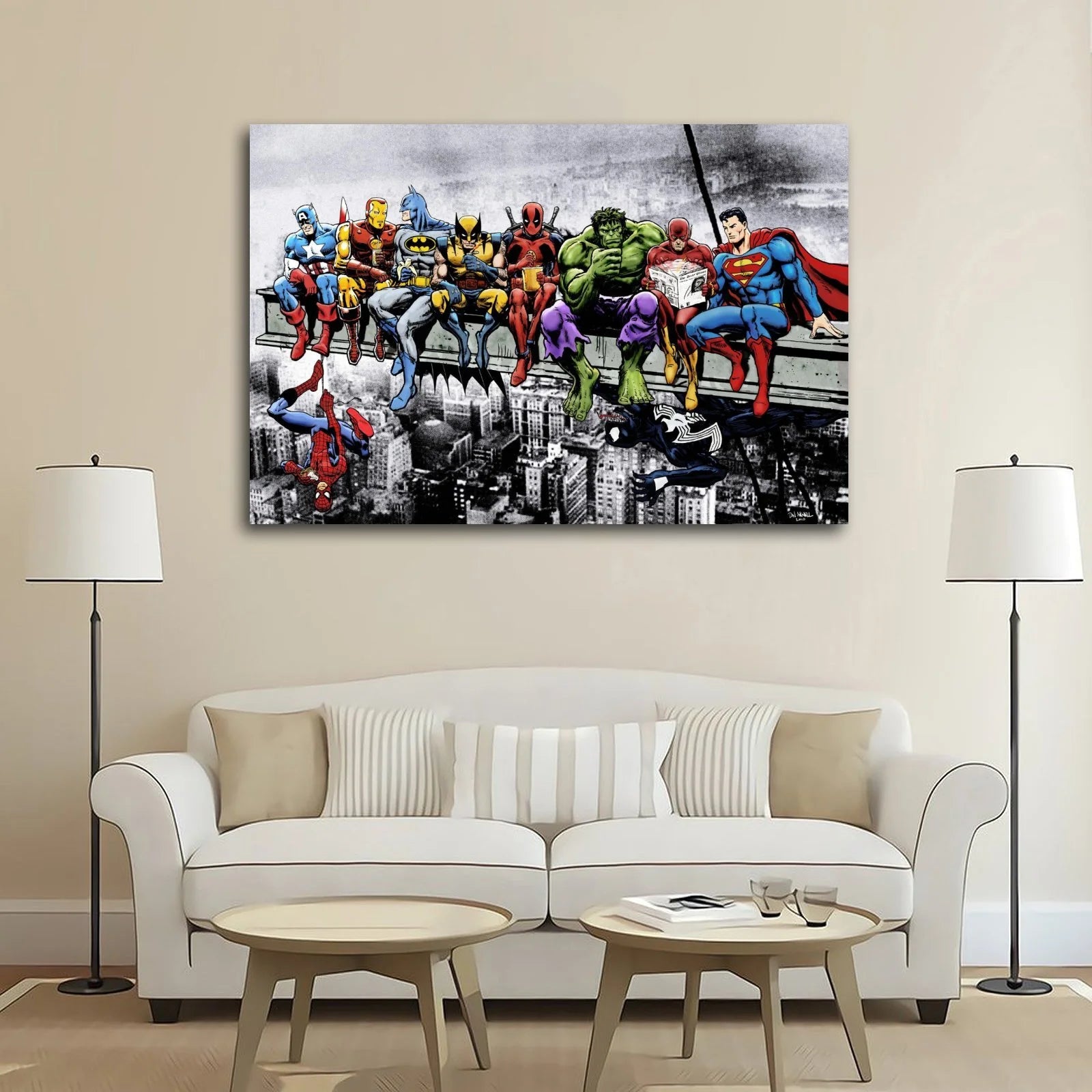 Superheroes Lunch Atop A Skyscraper Canvas Poster Wall Art Picture Prints Hanging Photo Gift Decor Home Posters Artworks 12x18inch(30x45cm)