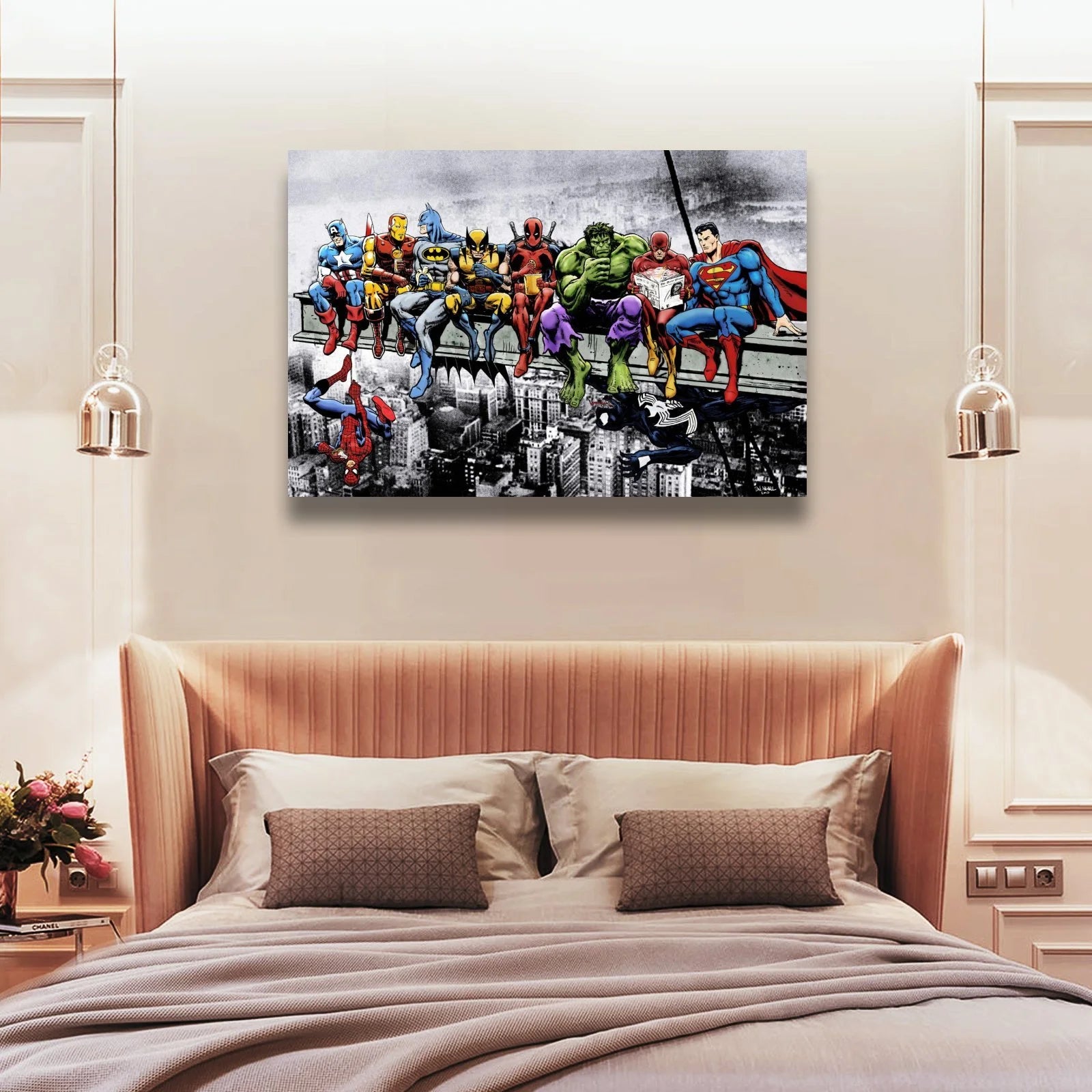 Superheroes Lunch Atop A Skyscraper Canvas Poster Wall Art Picture Prints Hanging Photo Gift Decor Home Posters Artworks 12x18inch(30x45cm)